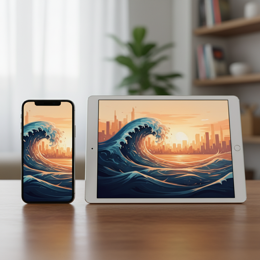 카드뉴스 SNS별 사이즈 비교 — 스마트폰과 태블릿