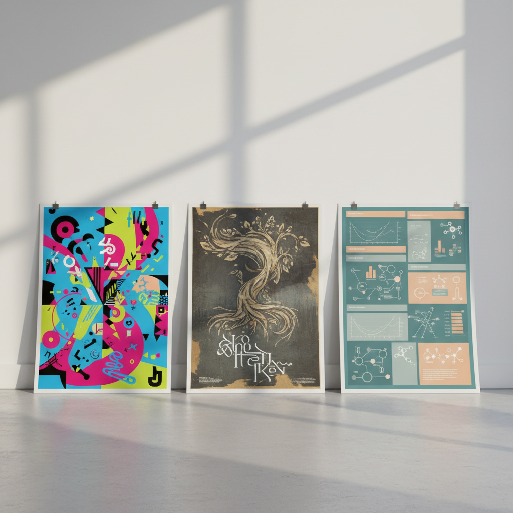 포스터 유형 비교 — 행사 안내, 캠페인, 학술 포스터