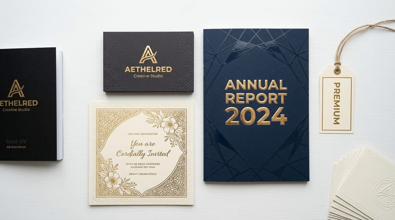 특수 인쇄 기법 가이드 — UV, 형압, 별색, 박 인쇄 차이와 활용법 대표 이미지