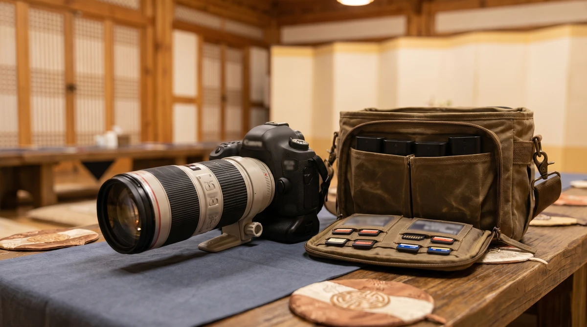행사 사진작가 DSLR 카메라와 장비
